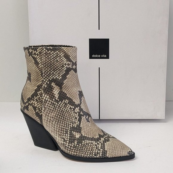 Dolce Vita Shoes - Dolce Vita Issa Ankle Booties, Black/White Snake, Women's 6 M